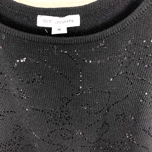 St. John paillettes Santana knit black top size M - Picture 4 of 8